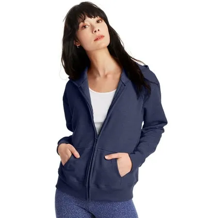 Hanes ComfortSoft EcoSmart Women's Full-Zip Hoodie Sweatshirt Navy