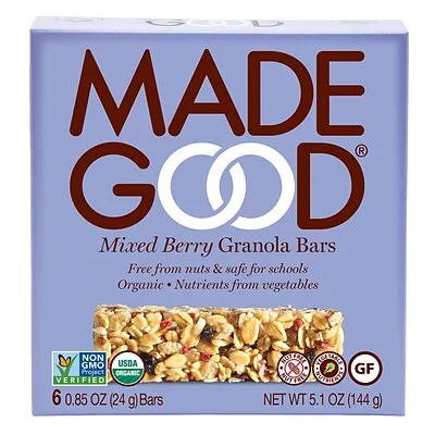 MadeGood Gluten Free Mixed Berry Granola Bar, 0.85 oz., 6 Bars/Box (307-00245)