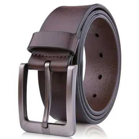 Genuine Leather Dress Belts For Men - Mens Belt For Suits Jeans Uniform With Single Prong Buckle - Designed in the USA