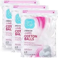 Simply Soft Premium Cotton Balls, 100% Pure Cotton, Absorbent, 200 Count (Pack of 3)