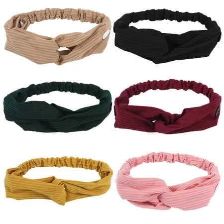 DRESHOW 10 Pack Boho Headbands for Women Girls Elastic Back Criss Cross Hair Band Twisted Head Wrap Solid Hair Accessories