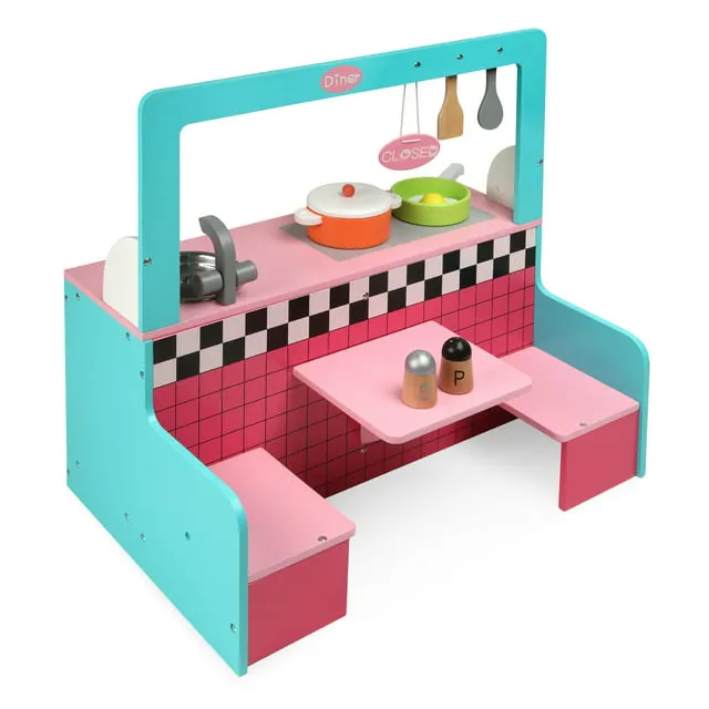 Badger Basket Retro Diner And Kitchen Doll Playset W Ith Accessories - Fits American Girl, My Life As & Most 18 inch Dolls