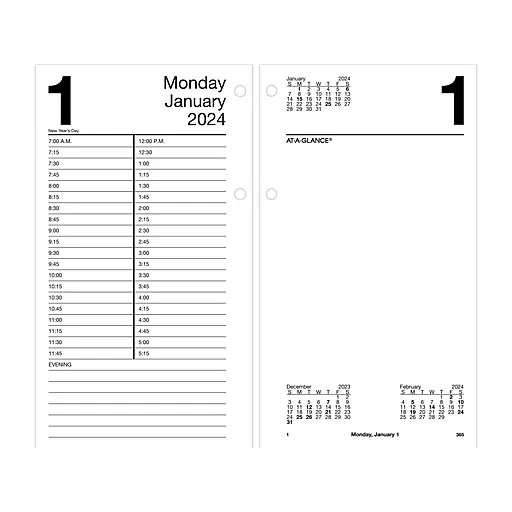 AT-A-GLANCE 2025 Daily Loose-Leaf Desk Calendar Refill Standard 4 12 x 8 - Desk