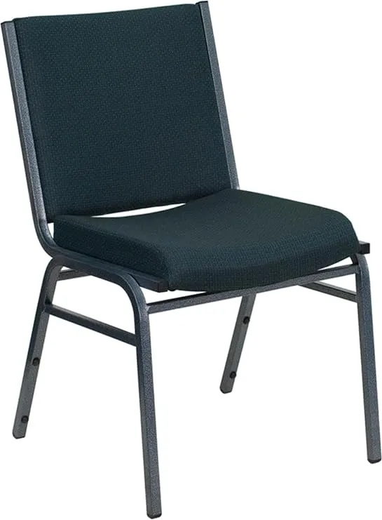 Flash Furniture HERCULES Series Heavy Duty Green Patterned Fabric Stack Chair with Ganging Bracket