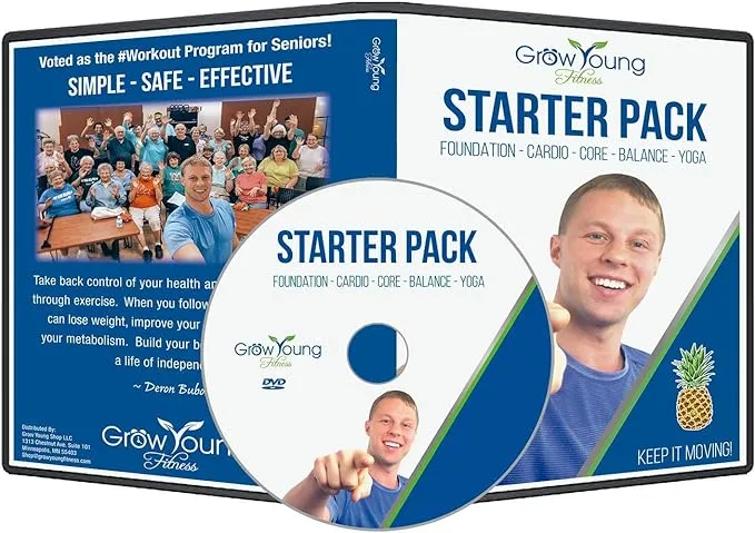 Grow Young Fitness Starter Pack Exercise for Seniors - Low Impact Workouts From Home - Simple, Safe, Effective Workout DVD for Elderly