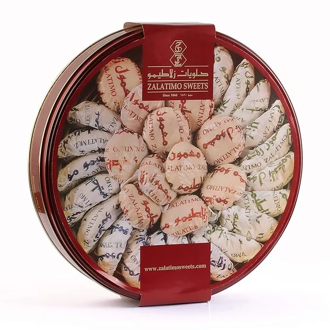 Zalatimo Sweets Since 1860, 100% All Natural Assorted Baklava, Slightly Sweet Baklava in Square Metal Gift Tin, No Preservatives, No Additives, No Corn Starch, No Syrups! 1.8Lbs