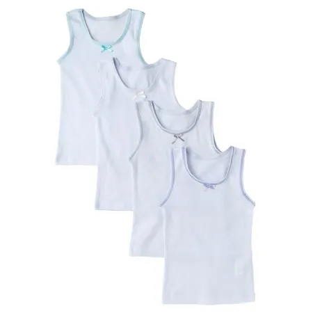 Sportoli Girls Ultra Soft 100% Cotton Tank Top Tagless Cami Undershirts (4 Pack)