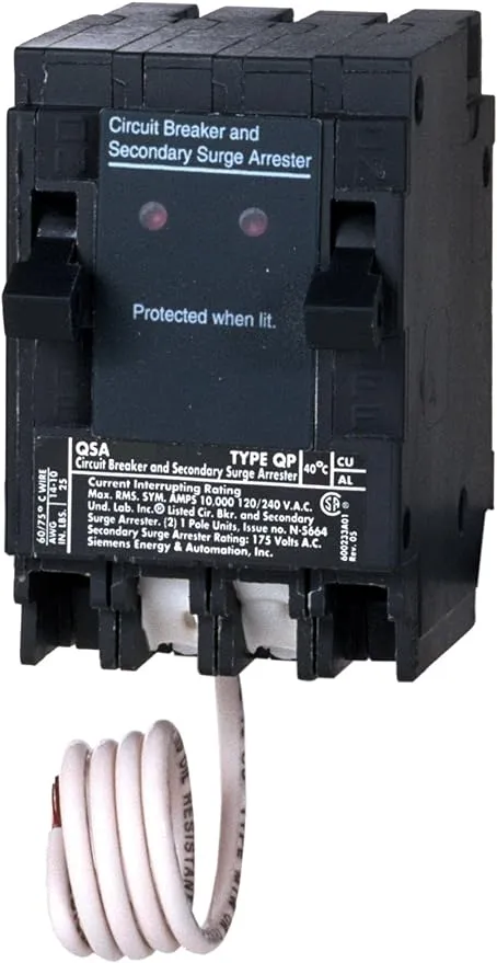 Siemens QSA1515SPD Whole House Surge Protection with Two 15-Amp Circuit Breakers for Use Only on Siemens Panels