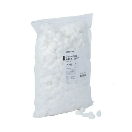 McKesson Cotton Balls, Non-Sterile, Maximum Absorbency, Medium, 2000 Count, 2 Packs, 4000 Total