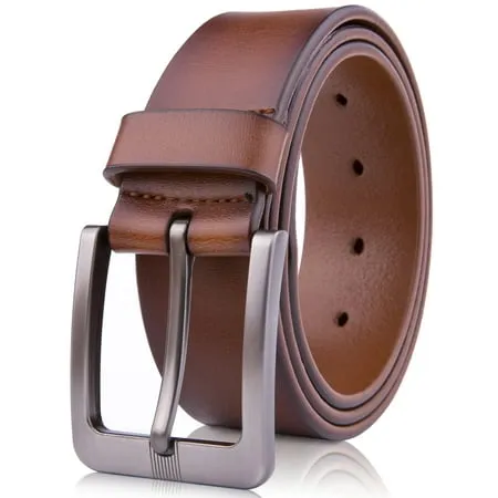 Genuine Leather Dress Belts For Men - Mens Belt For Suits Jeans Uniform With Single Prong Buckle - Designed in the USA