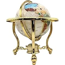 14" Mother of Pearl Gemstone Globe with Gold Stand