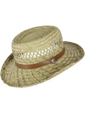 Ascentix Men's Rush Straw Gambler Hat With Wide Brim, Small