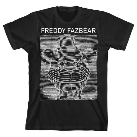 Five Nights at Freddy s Freddy Fazbear Line Art Boy s Black T-shirt-S