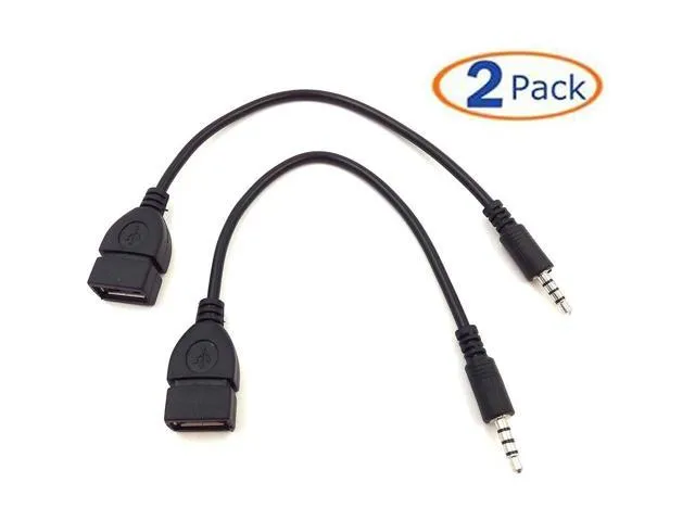 OIAGLH 2 Pack USB 2.0 A Female to 3.5mm Male Jack Plug Car AUX Audio Converter Adapter Cable