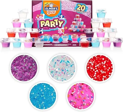 Elmer's Gue Premade Slime, Slime Kit, Includes Fun, Unique Add-Ins, Party Pack, 20 Count