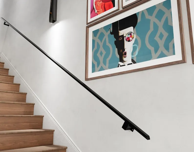 Handrail for Stairs, Tube Size 1.57" * 0.78" (40mm-20mm) Rectangular Tube - Wall Mounted Handrail | Angle Cut Version