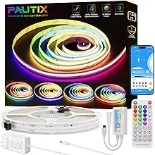 PAUTIX RGB Smart IC COB LED Strip Light Addressable 9.84ft/3m,UL-Listed DC24V Color Chasing Strip Light Multicolor Flexible Tape Light Kit with 48W Power Supply,for TV,Bedroom,Party DIY Decoration