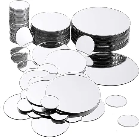 Small Mini Square & Round Craft Mirrors Assorted Sizes Mirror Mosaic Tiles 1/2-1 inch 100 Pieces, Size: 0.5 & 1