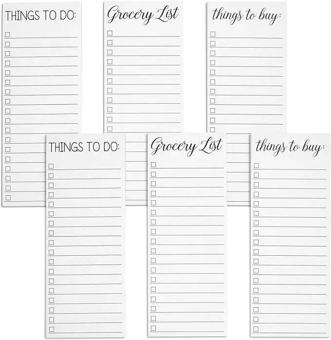 Paper Junkie 6-Pack Grocery List Magnet Pad for Fridge, To-Do Planner, Things To Buy, Things To Do Shopping Notepad for Locker, Filing Cabinet, Appointment Reminders, Meal Plans (3.5x9 in)