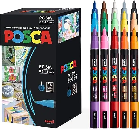 Uni-Posca Paint Marker Pen - Medium Point - Set of 15 PC-5M15C