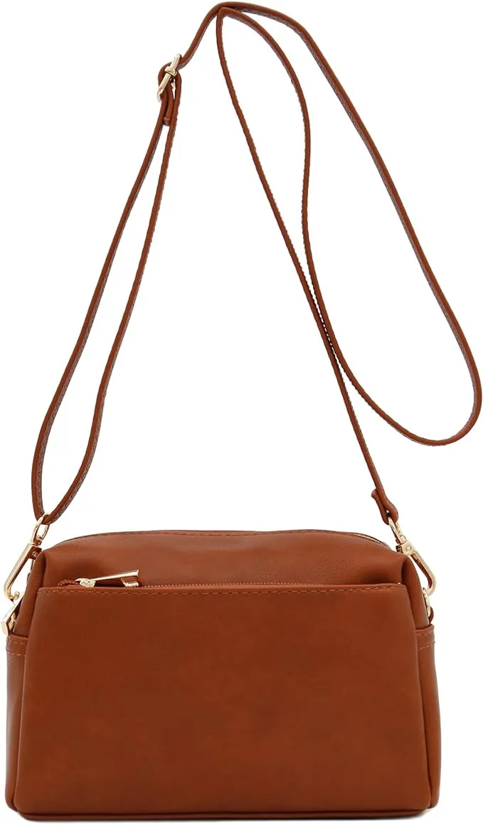 FashionPuzzle Triple Zip Small Crossbody Bag