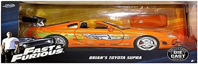 Brian's Toyota Supra Orange with Graphics "Fast & Furious" Movie 1/24 Diecast Model Car by Jada