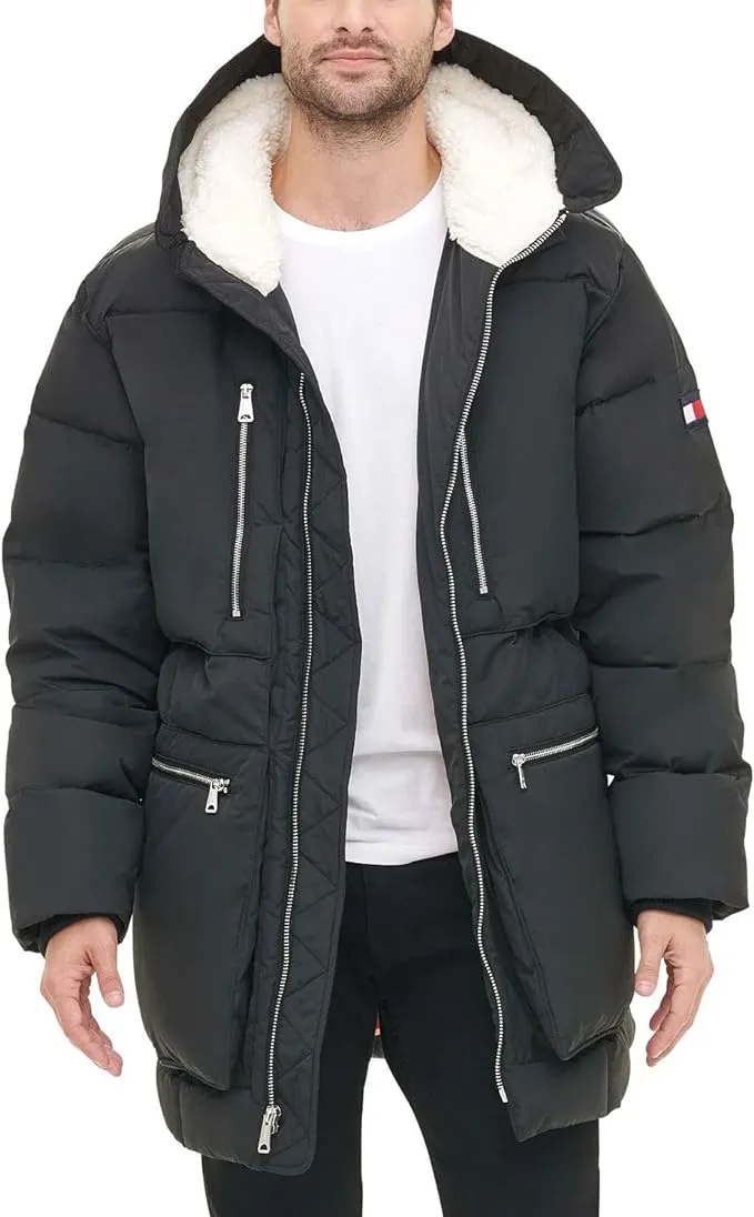 Tommy Hilfiger Men's Hooded Heavyweight Parka Jacket Black