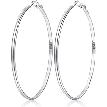 LOUMILEO 925 Sterling Silver Hoop Earrings Big Silver Hoop Earrings Hypoallergenic Large Thin Hoop Earrings for Women Lightweight Silver Hoops Earrings for Women (30/40/45/65/70mm)