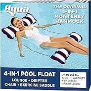 Aqua Original 4-in-1 Monterey Hammock 풀 플로트 및 워터 해먹 – 성인용 다목적 팽창식 풀 플로트 – 특허받은 두꺼운 비접착 PVC 소재