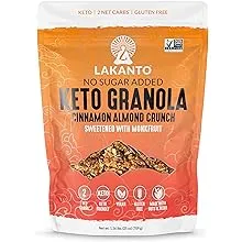 Lakanto Cinnamon Almond Crunch Granola Monk Fruit Sweetener Delicious Snack Quick Breakfast Cereal Keto Friendly No Sugar