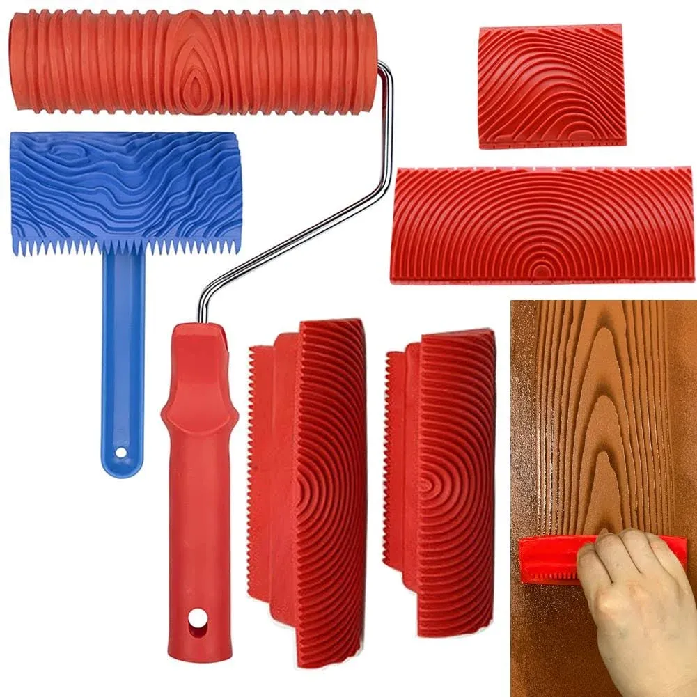 6Pcs Wood Grain Tool 7&#034; Graining Painting Tool Wood Texture Paint Roller