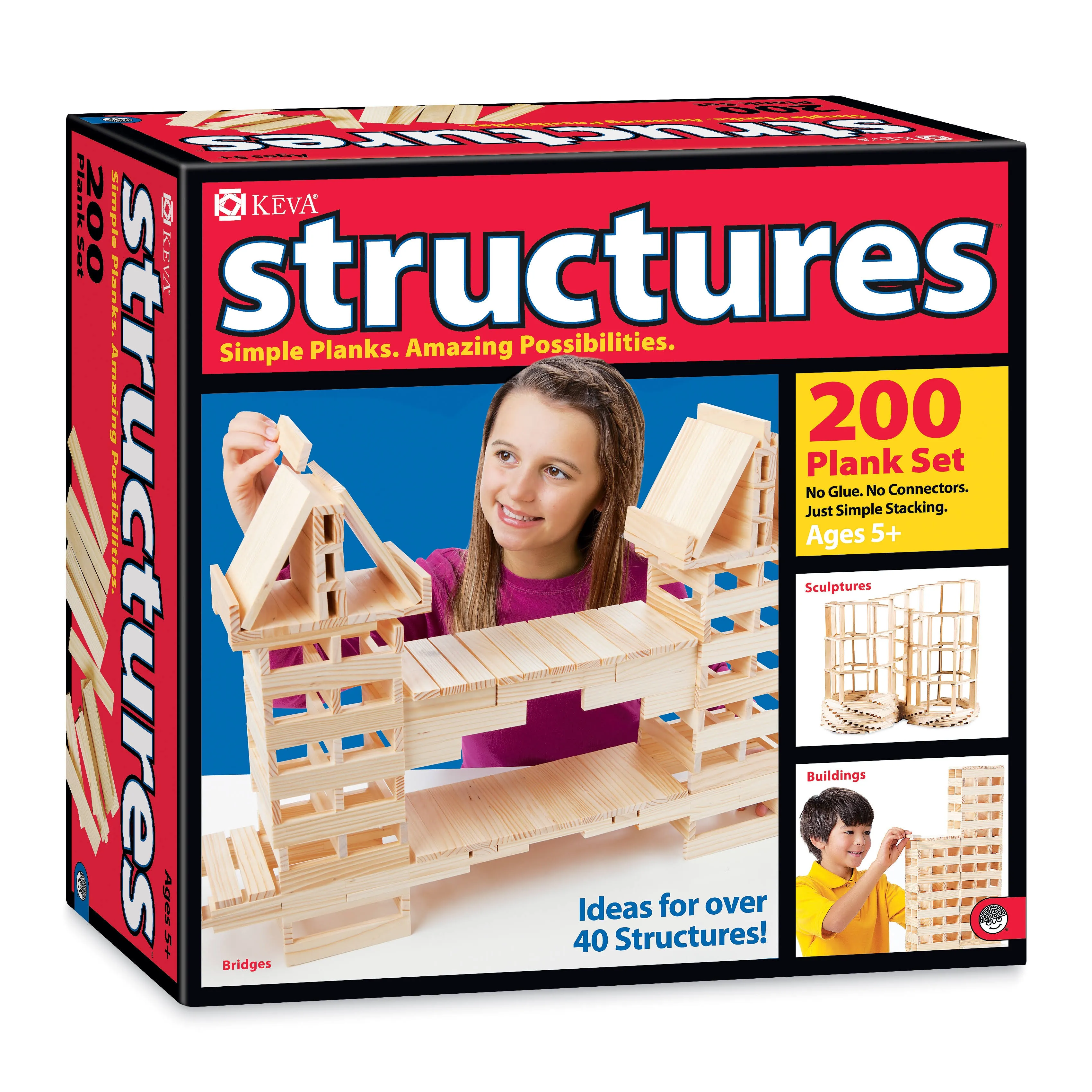 2019 Keva Structures 200 Pine Planks By Mindware Brainy Toys -NEW 