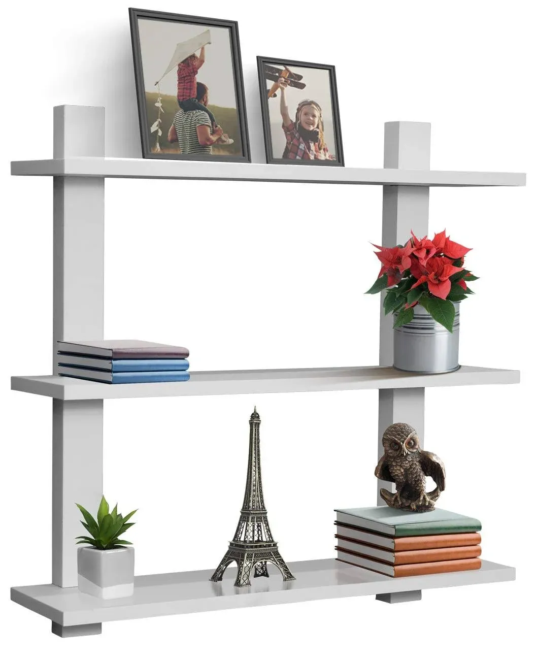 Sorbus Decorative Asymmetric Square Floating Wall Shelf Set of 3 White