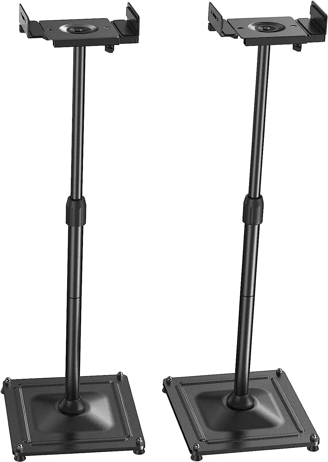 PERLESMITH Universal Speaker Stands Height Adjustable Extend 30.7” to 42.5” Holds Satellite Speakers & Bookshelf Speakers up to 11lbs-1 Pair PSSS2 Black