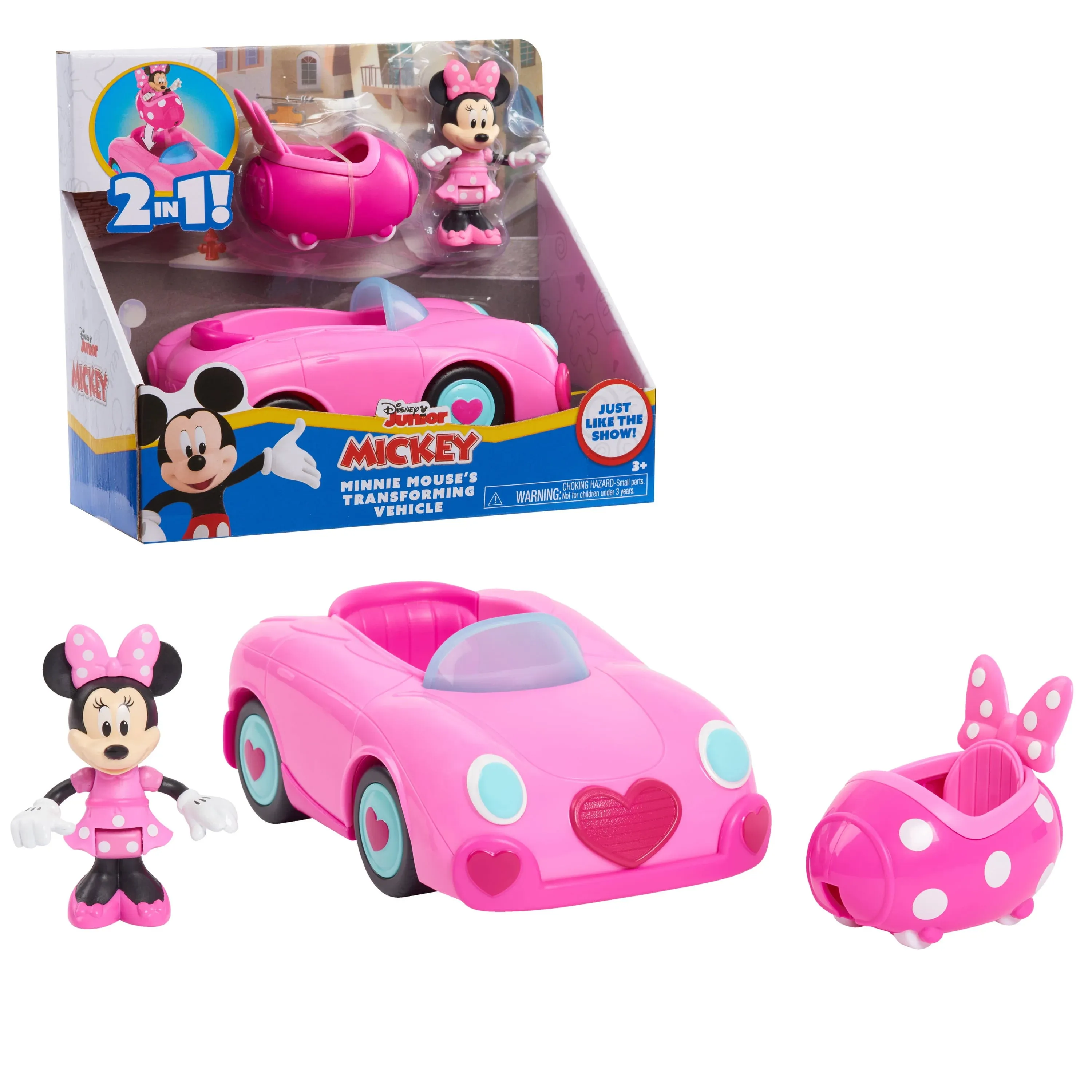 Disney Junior Mickey Mouse Funhouse Transforming Vehicle, Minnie Mouse, Pink Toy ...