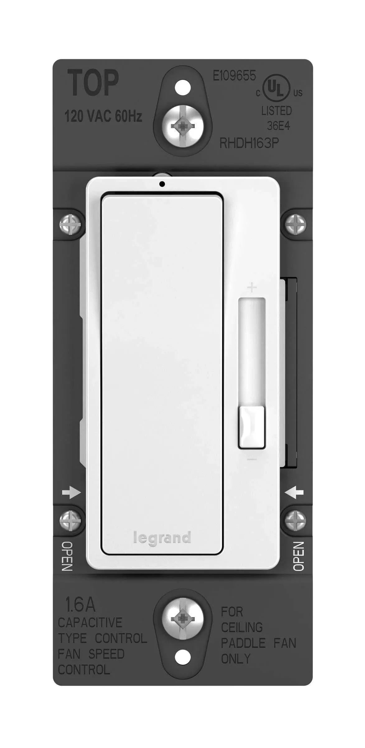 Legrand radiant 1.6A Fan Speed Control Light Switch White, RHDH163PWCCV6