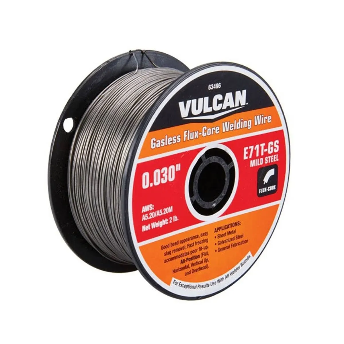 Vulcan Gasless 0.030&#034; E71T-GS Flux Core Welding Wire 2.00 Lb. Roll Smooth Welds