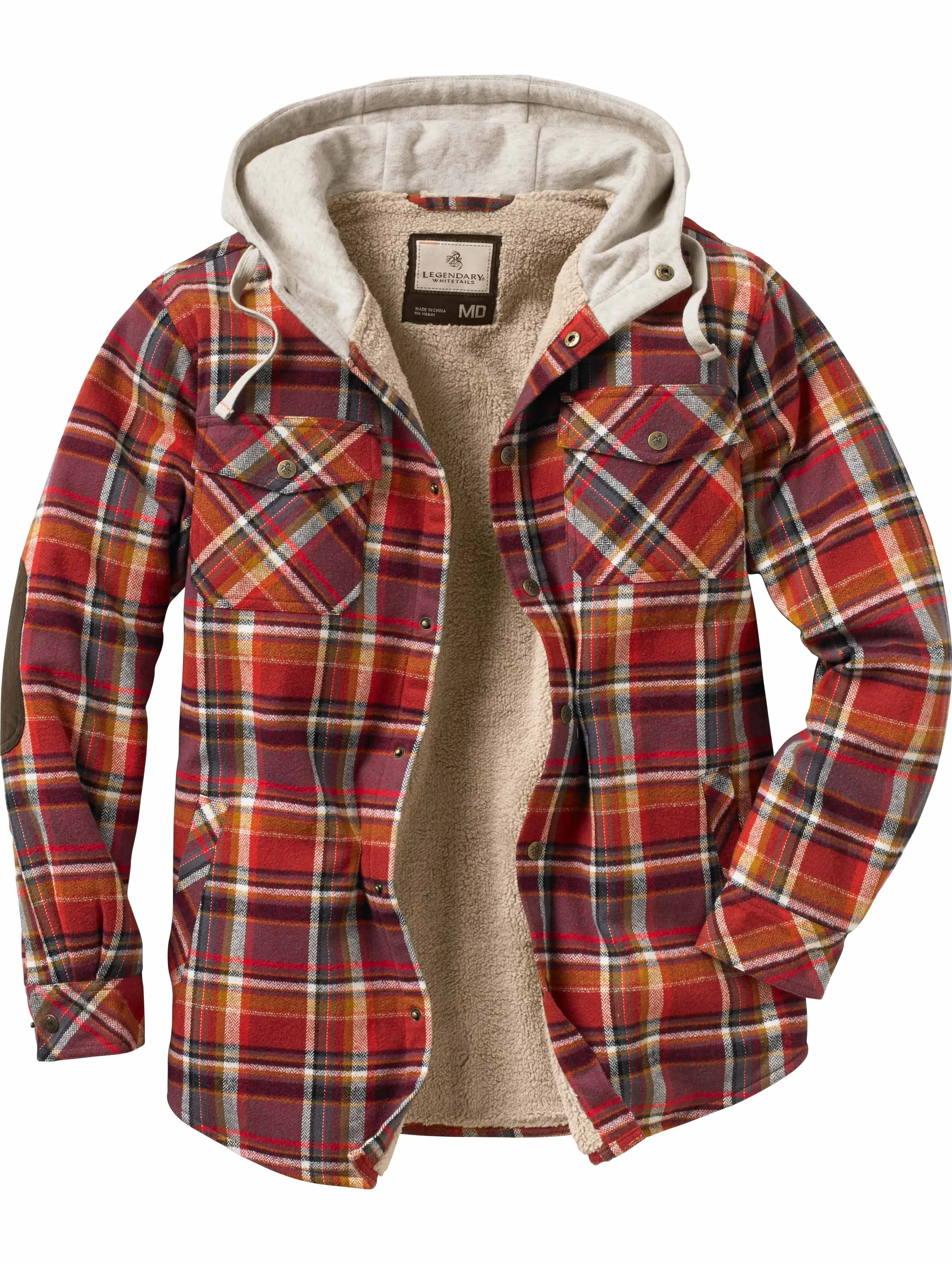 Legendary Whitetails Men's Camp Night Berber Lined Hooded Flannel