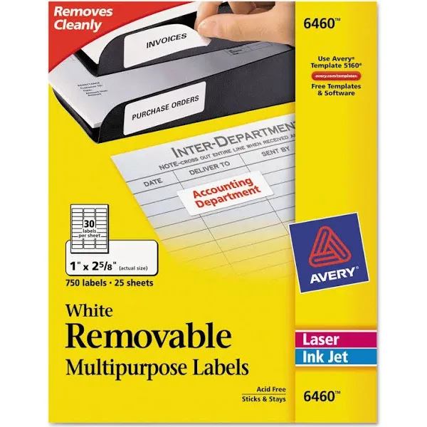 Avery Removable Labels Inkjet/Laser