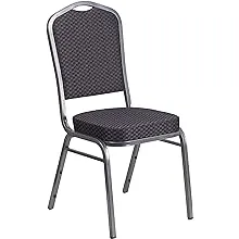 Flash Furniture HERCULES Series Crown Back Stacking Banquet Chair in Black Patterned Fabric - Silver Vein Frame