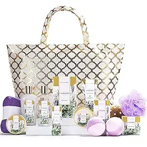 Spa Luxetique Spa Gift Basket, Home Spa Gift Basket for Women - 15pcs Lavender Gift Baskets Includes Bubble Bath, Bath Bombs, Spa Kit for Women Gift Set, Birthday Gift Baskets for Women