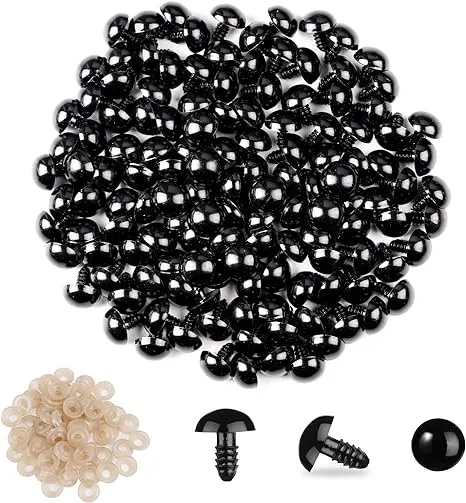 Vanblue 260pcs 24mm Safety Eyes for Amigurumi with Washers Black Safety Eyes for Crocheting Plastic Crochet Eyes for Stuffed Animals Doll Animals for Teddy Bear Crafts Making Halloween Decorations