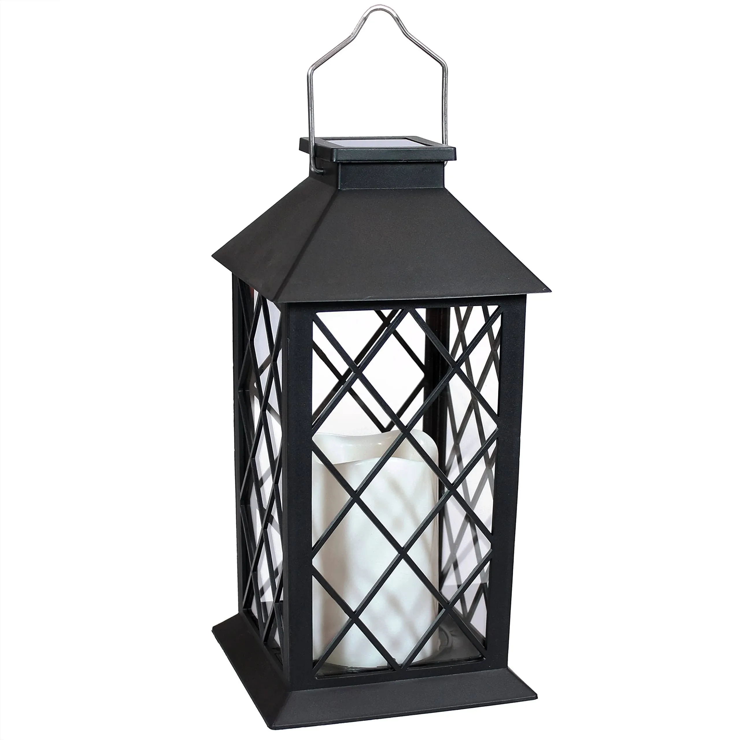 Sunnydaze Decor Concord Outdoor Solar LED Decorative Candle Lantern - Black - 11-Inch