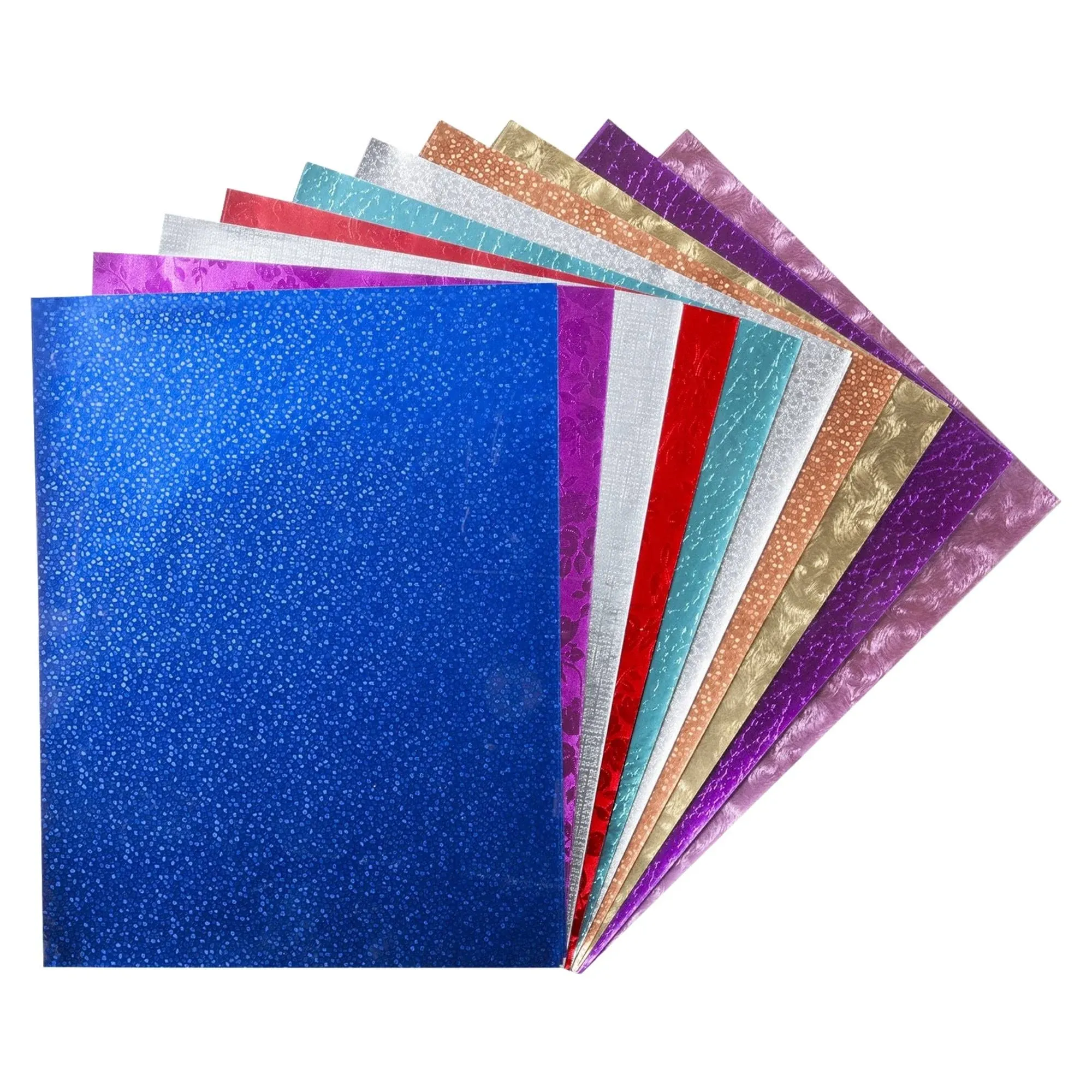  Embossed Metallic Foil Paper Sheets – Assorted Colors 8.5 x 10 Inch, 30 Sheets