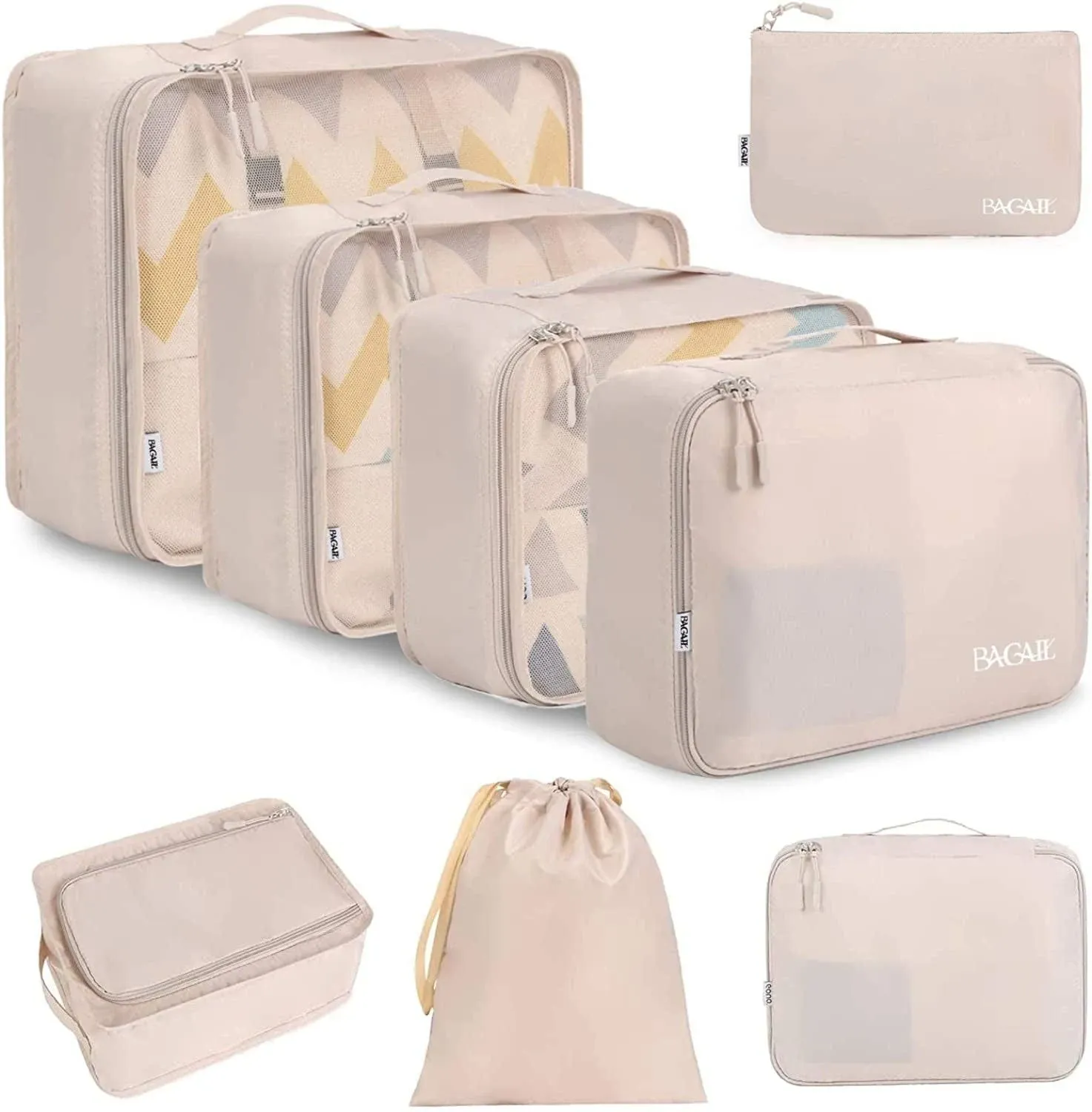 BAGAIL 8 Set Packing Cubes Luggage Packing Organizers for Travel Accessories-Cr<wbr/>e