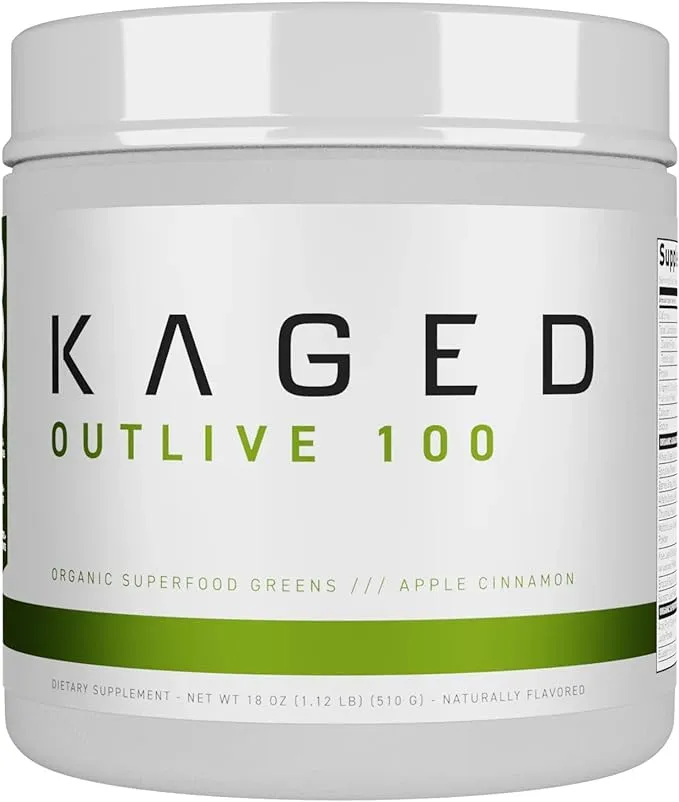 Kaged, Outlive 100，有機 Superfoods Greens，蘋果肉桂，18 盎司（510 克）