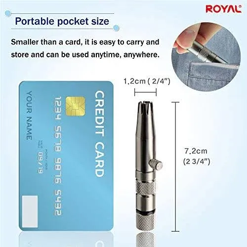 ROYAL [Made in Korea] Premium Nose Hair Trimmer for Men Silver Bullet, Manual, Battery-Free, Stainless, Waterproof, Painless with Patented Mechanism ET-3