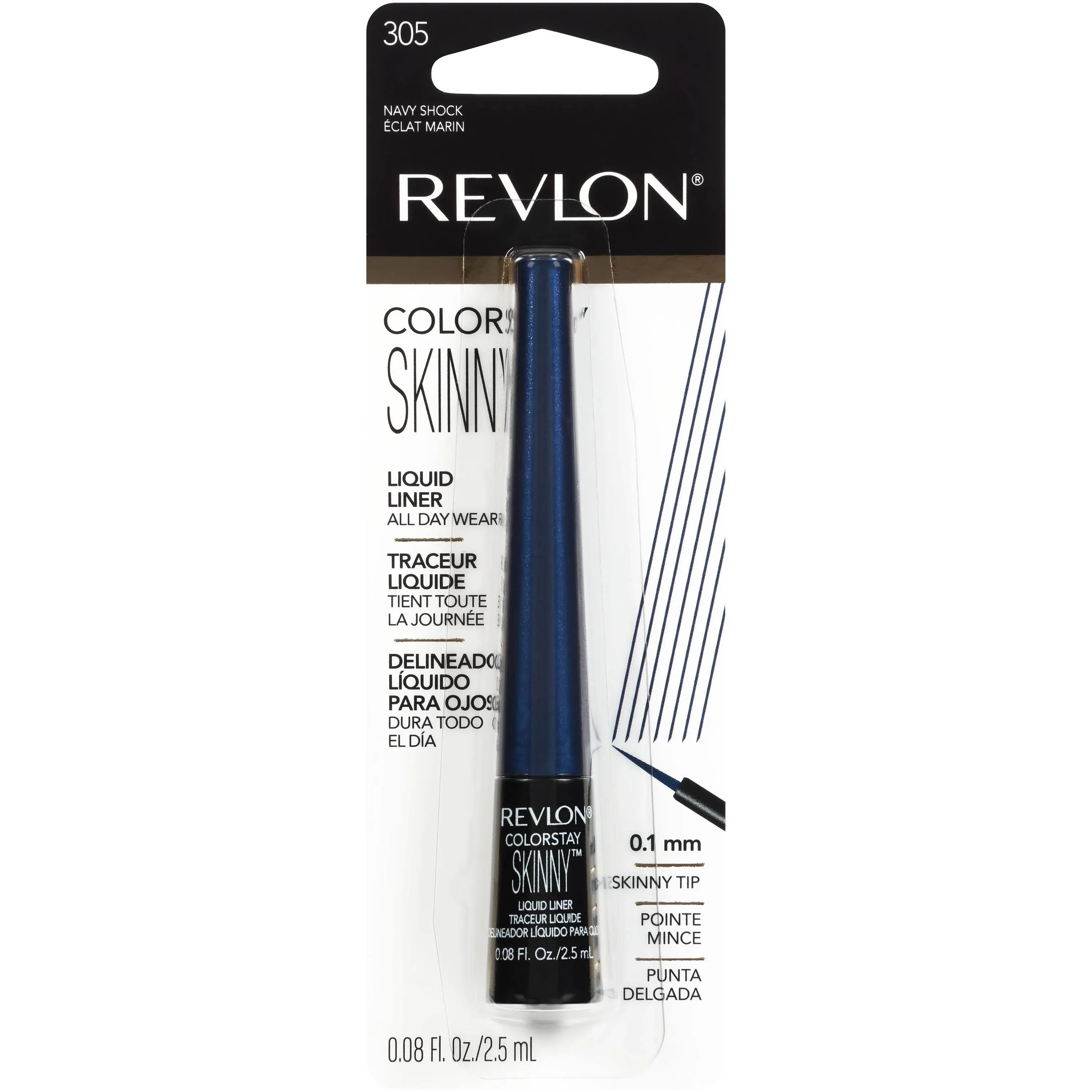 Revlon ColorStay Skinny Liquid Eyeliner, Waterproof, Smudgeproof, Longwearing Eye Makeup with Ultra-fine Tip, Navy Shock, 0.08 oz