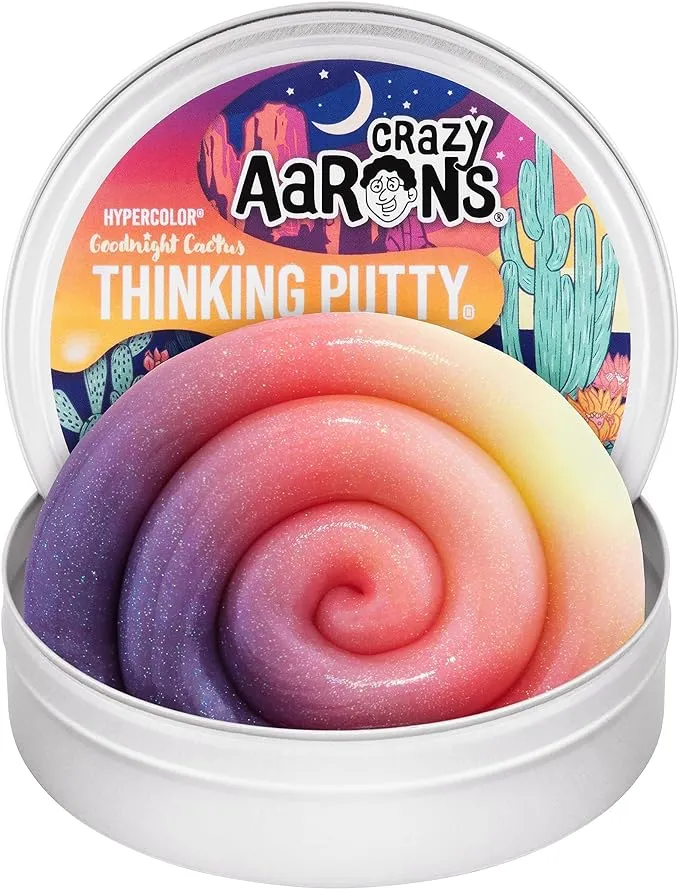 Crazy Aaron's Goodnight Cactus Hypercolor® Thinking Putty® - 4" Tin Thinking Putty - Non-Toxic Sensory Play Putty - Never Dries Out - Creative Toy Fun for Ages 3+