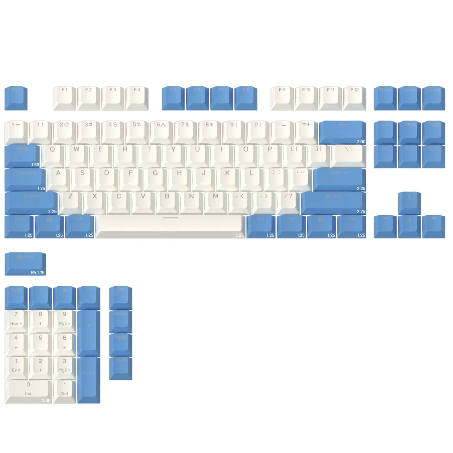 Drop Two Tone Shine Through Keycap Kit - Blue MDX-34629-4